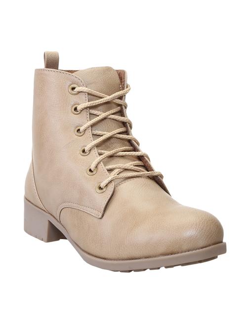 beige ankle lace-up boots - 15478139 - Standard Image - 1