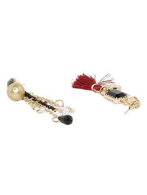 red gold tone tassel earrings - 15478991 - Standard Image - 4