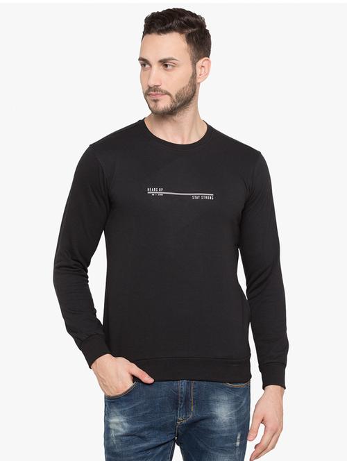 black cotton chest print sweatshirt - 15480457 - Standard Image - 1