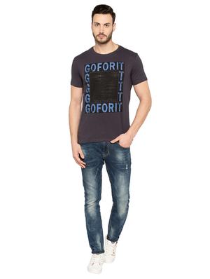 grey cotton chest print t-shirt - 15480495 - Standard Image - 4