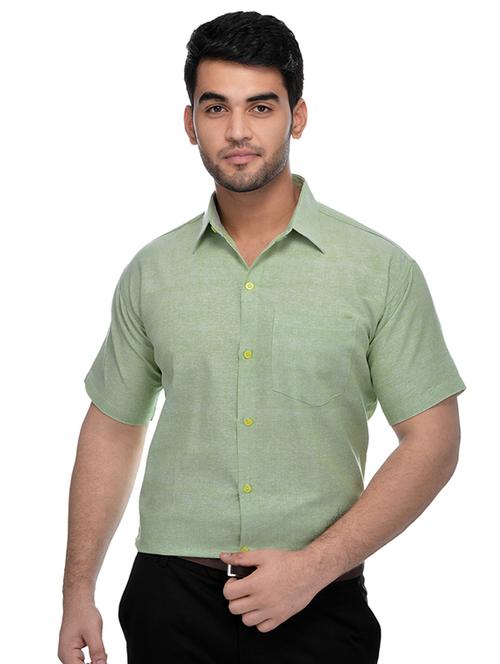 green khadi formal shirt - 15481094 - Standard Image - 1