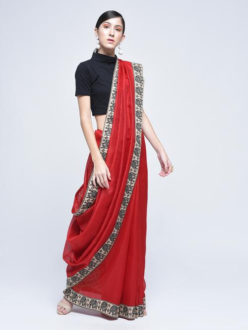 kalamkari printed border bhagalpuri saree with blouse - 15482363 - Very Small Image - 1
