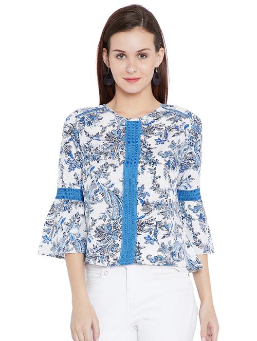 crochet detailed printed top - 15482690 - Standard Image - 1