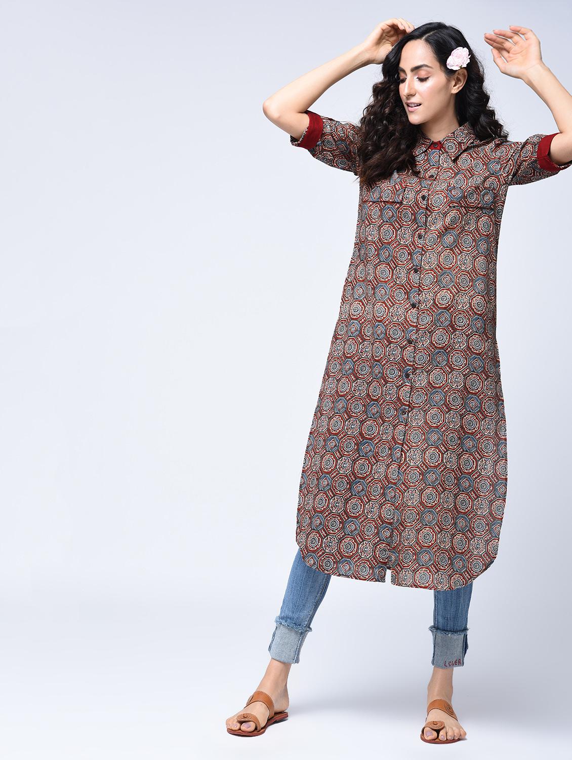 straight printed kurta - 15482767 - Zoom Image - 4