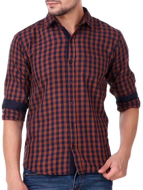 brown cotton casual shirt - 15482955 - Standard Image - 1