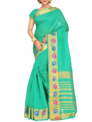 set of 2 zari bordered cotton saree with blouse - 15484180 - Standard Image - 4