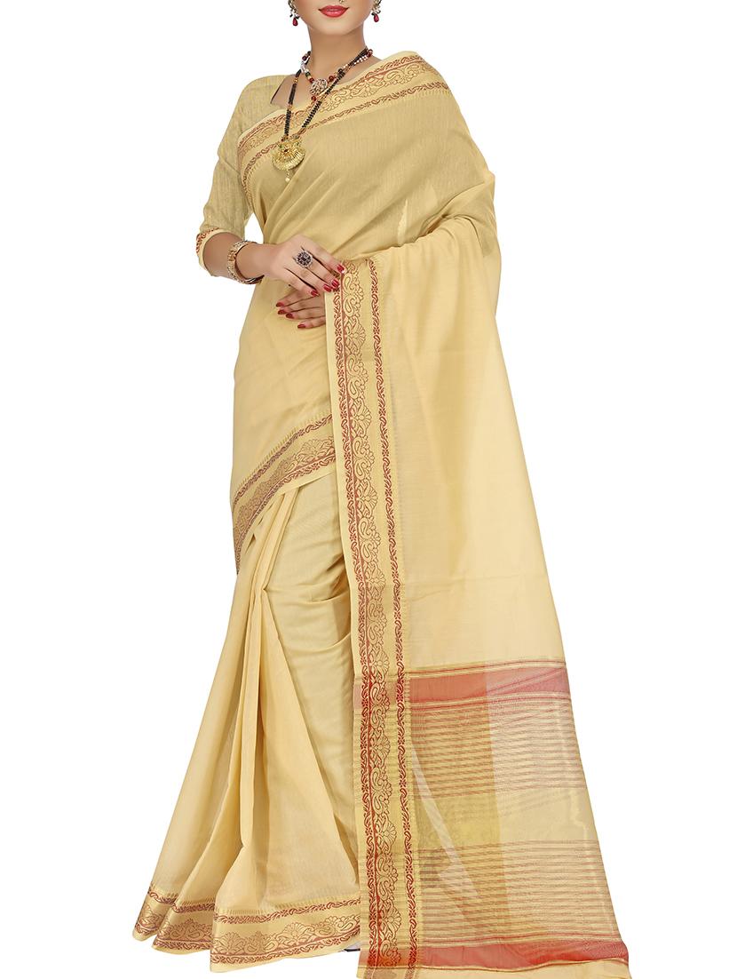 set of 2 zari bordered cotton saree with blouse - 15484188 - Zoom Image - 4