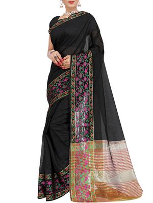 set of 2 zari bordered saree with blouse - 15484195 - Standard Image - 4