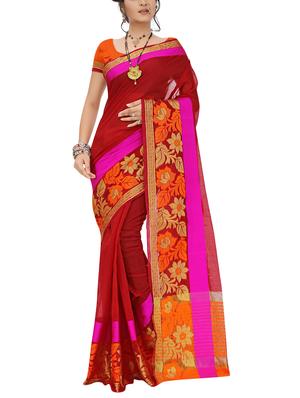 set of 2 zari bordered saree with blouse - 15484205 - Standard Image - 4