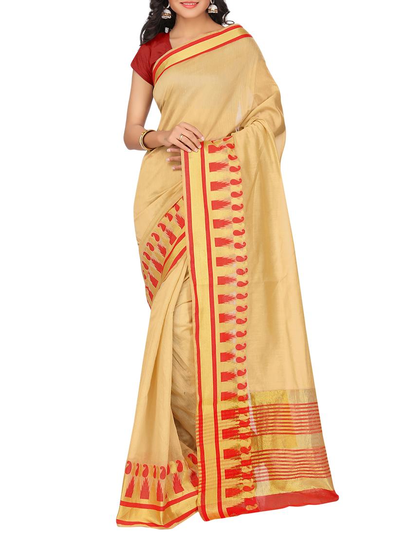set of 2 zari bordered saree with blouse - 15484229 - Zoom Image - 4