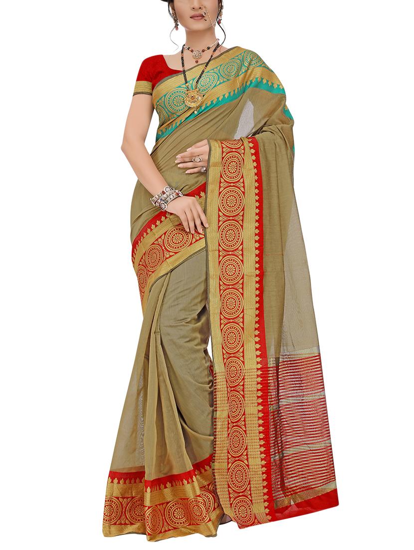 set of 2 zari bordered saree with blouse - 15484247 - Zoom Image - 4