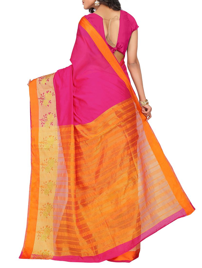 set of 2 zari bordered saree with blouse - 15484348 - Zoom Image - 4
