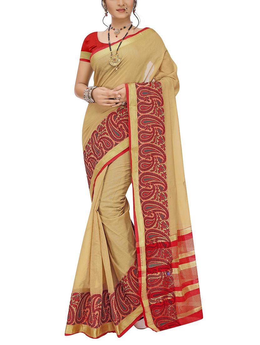 set of 2 zari bordered saree with blouse - 15484372 - Zoom Image - 4