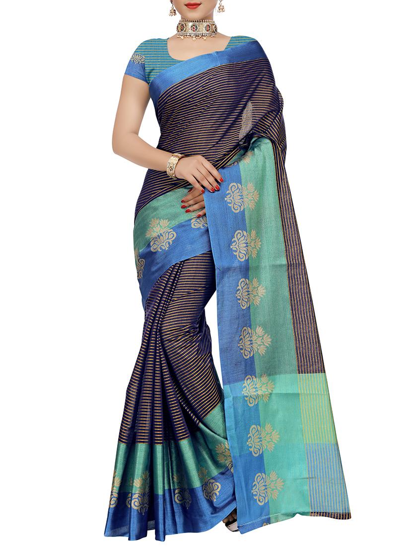 set of 2 zari bordered saree with blouse - 15484447 - Zoom Image - 4