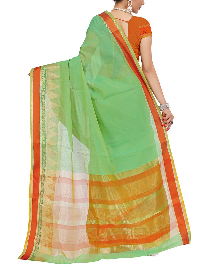 set of 2 zari bordered saree with blouse - 15484513 - Zoom Image - 4