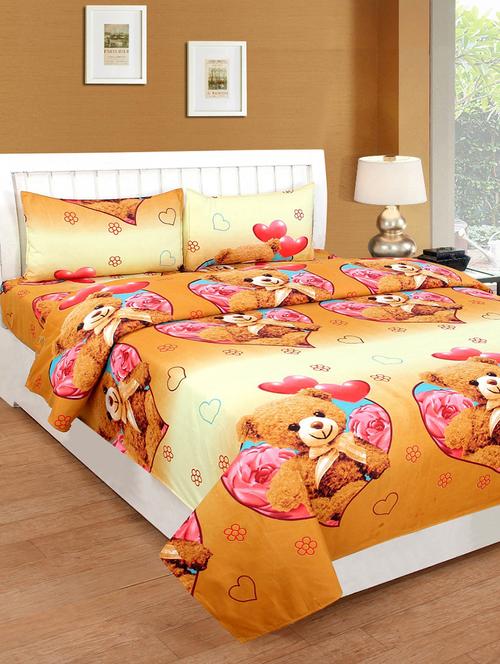Poly Cotton 130 TC Double Bedsheet with 2 Pillow Covers - 15484863 - Very Small Image - 1
