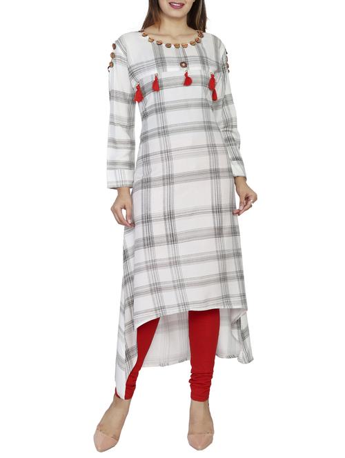 High low checkered kurta - 15485659 - Very Small Image - 1