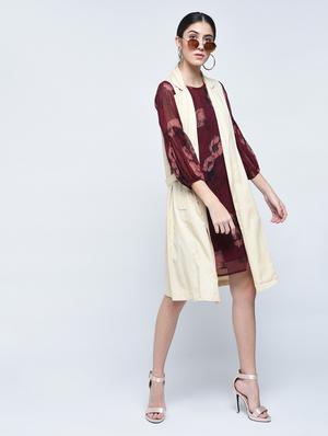 Burgundy floral lantern sleeved dress - 15486017 - Standard Image - 4