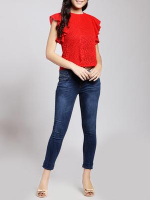 ruffle detail mesh top - 15486042 - Standard Image - 4