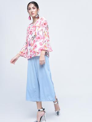 floral flute sleeved top - 15486053 - Standard Image - 4