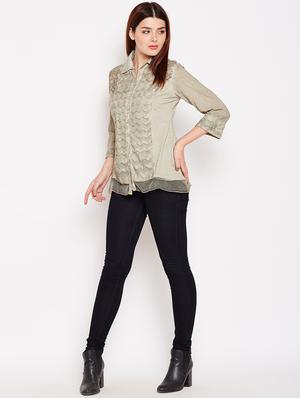 sheer paneled embroidered tunic - 15486154 - Standard Image - 4