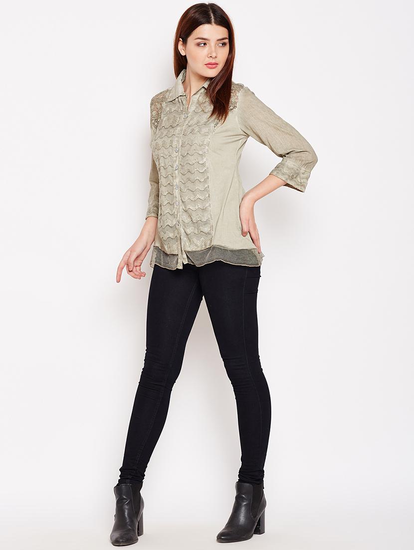sheer paneled embroidered tunic - 15486154 - Zoom Image - 4