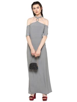 ring detail choker neck maxi dress - 15486322 - Standard Image - 4