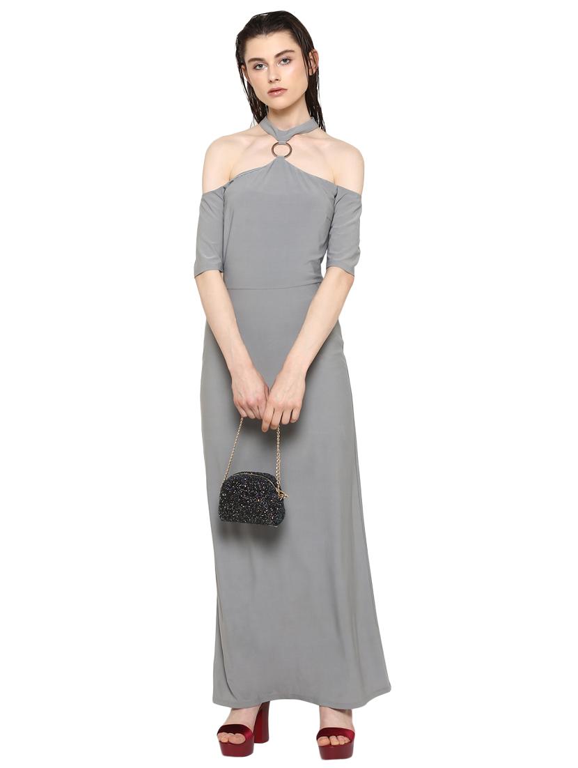 ring detail choker neck maxi dress - 15486322 - Zoom Image - 4
