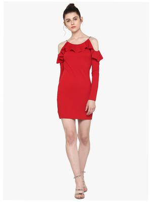 chain strapped ruffle detailed bodycon dress - 15486344 - Standard Image - 4