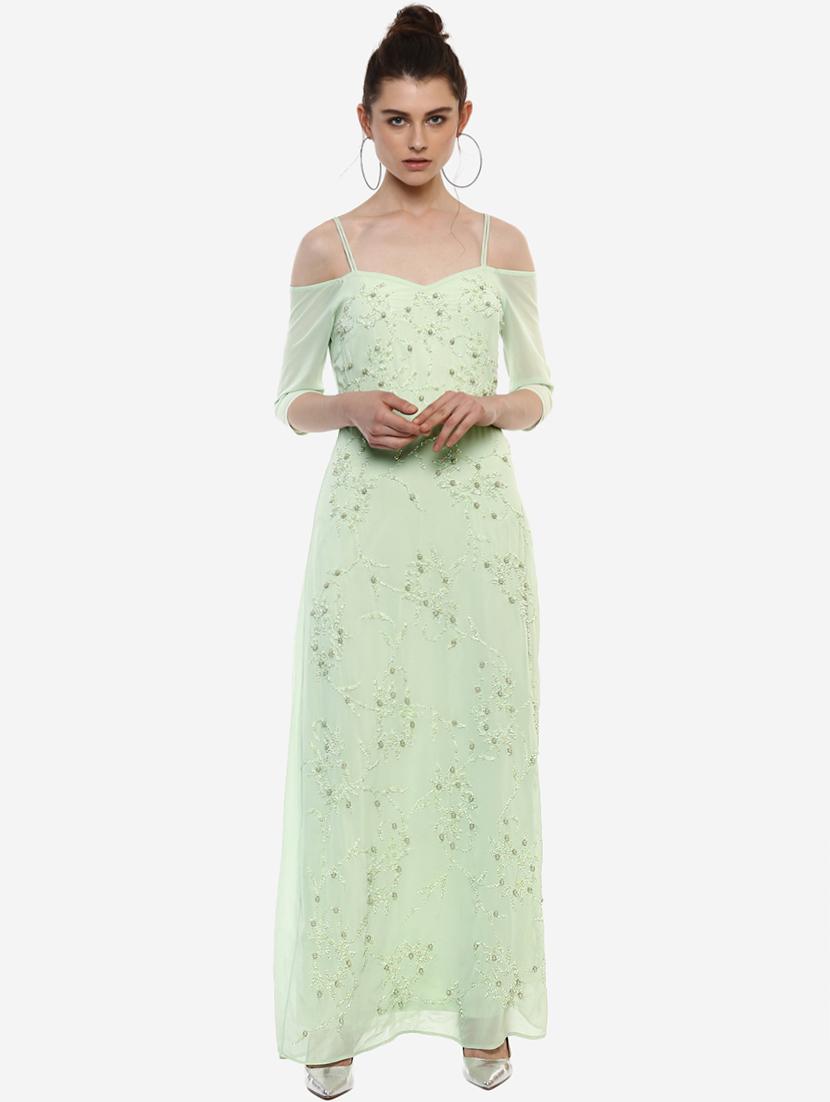 mint green embellished maxi dress - 15486354 - Zoom Image - 4