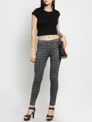 mid waist checkered jegging - 15486905 - Standard Image - 4