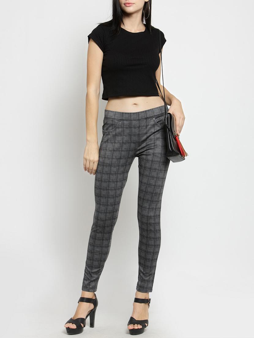 mid waist checkered jegging - 15486905 - Zoom Image - 4
