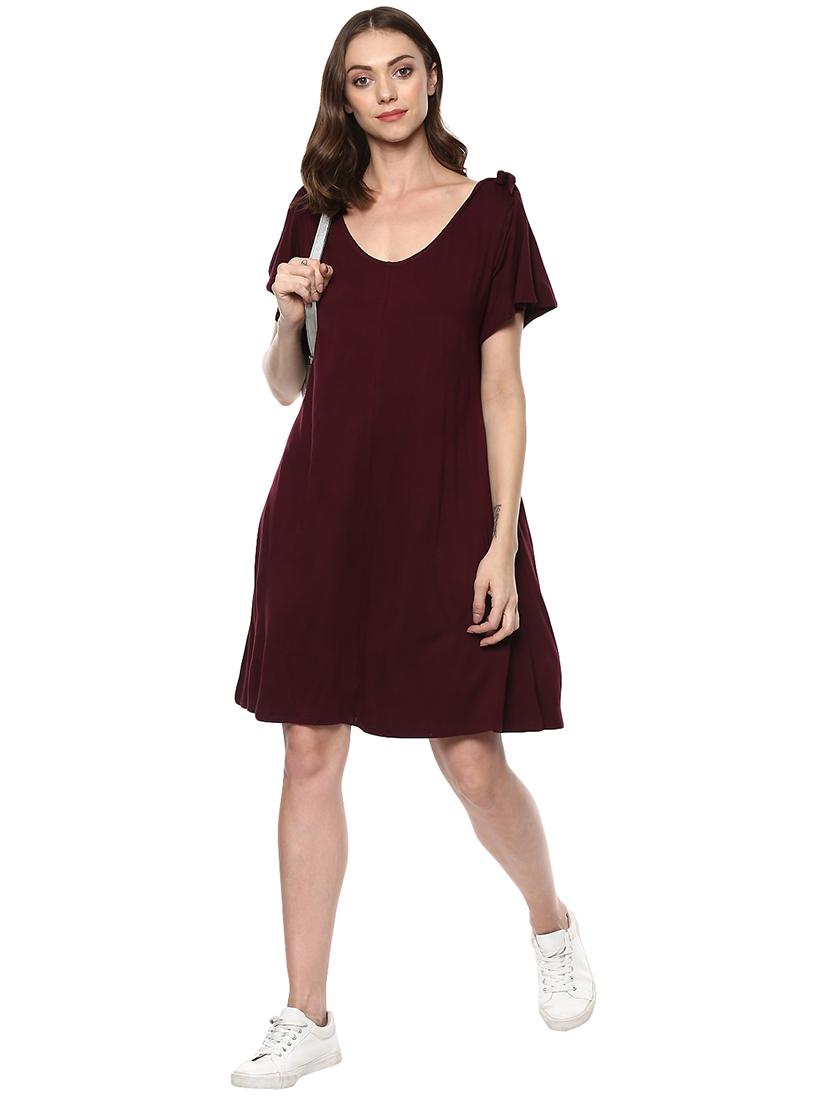 tie knot flutter sleeved a-line dress - 15487137 - Zoom Image - 4