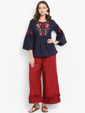 ruffled straight palazzo - 15490879 - Standard Image - 4