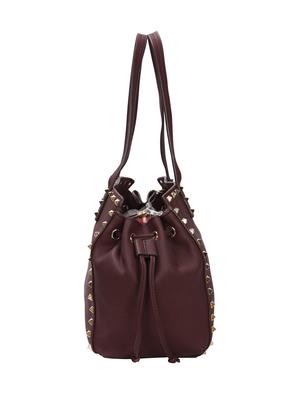maroon leatherette (pu) regular handbag - 15491065 - Standard Image - 4