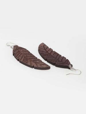 brown wood drop earring - 15492245 - Standard Image - 4