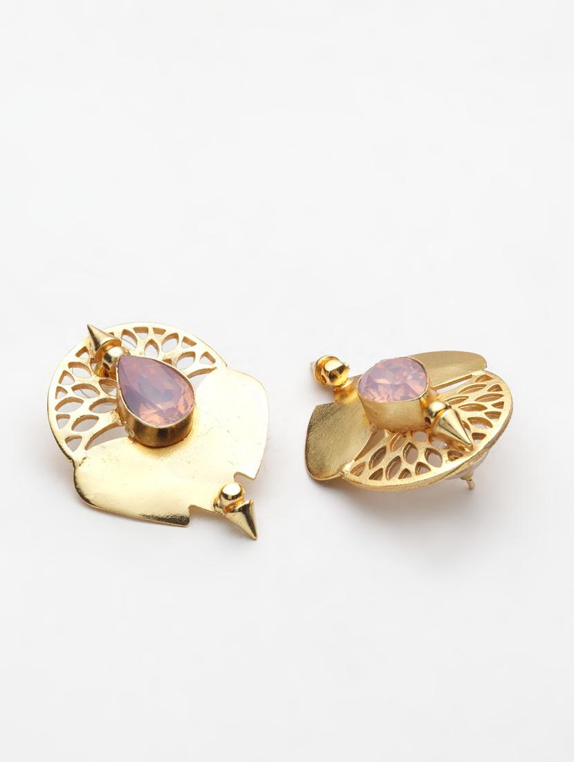 pink gold tone stone earrings - 15492279 - Zoom Image - 4