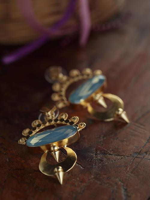 blue gold tone stone earrings - 15492281 - Very Small Image - 1
