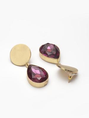 purple gold tone stone earrings - 15492298 - Standard Image - 4