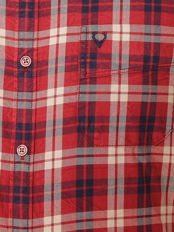 red cotton casual shirt - 15493487 - Zoom Image - 4