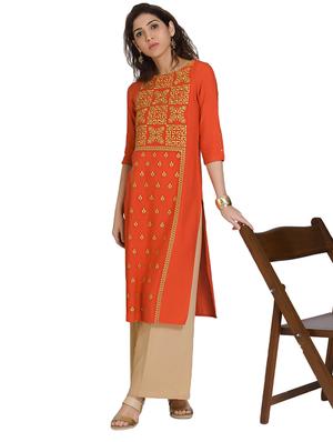Embroidered straight kurta - 15494767 - Standard Image - 4