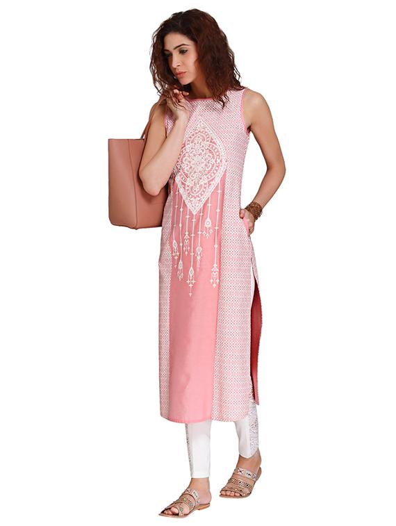 Straight embroidered kurta - 15494774 - Zoom Image - 4