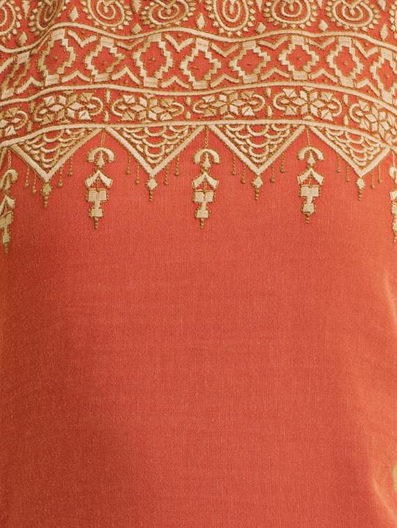 Embroidered straight kurta - 15494779 - Zoom Image - 4