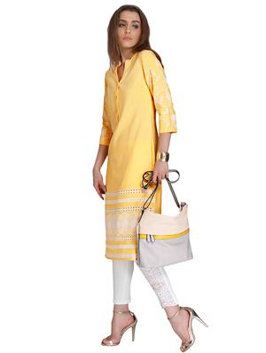 Straight schiffli kurta - 15494809 - Standard Image - 4
