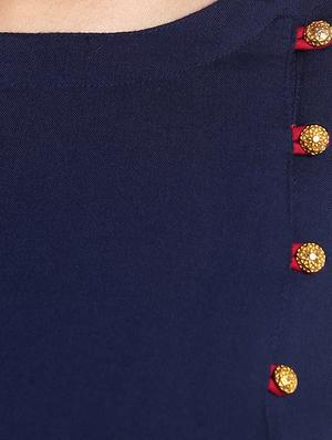 Twilight blue straight kurta - 15494850 - Standard Image - 4