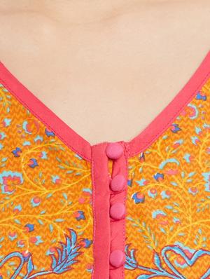 v-neck button detail kurti - 15495146 - Standard Image - 4