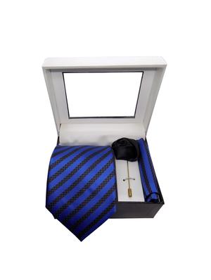 blue micro fiber tie with lapel pins - 15495571 - Standard Image - 4