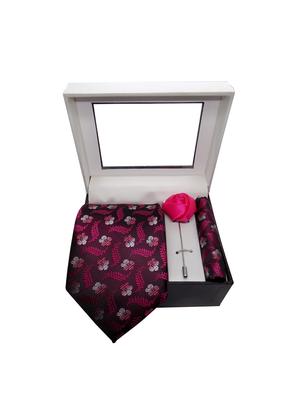 pink micro fiber tie with pocket square and lapelpin - 15495582 - Standard Image - 4