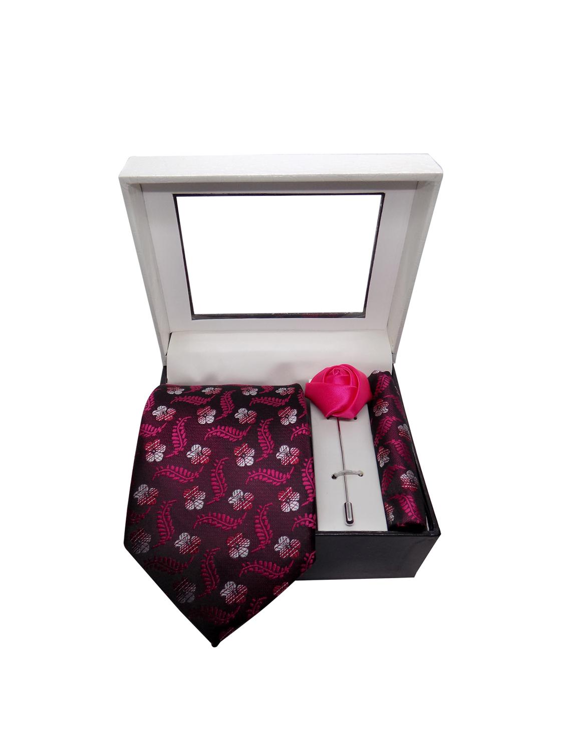pink micro fiber tie with pocket square and lapelpin - 15495582 - Zoom Image - 4