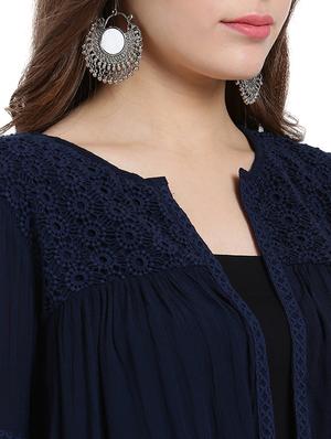bell sleeved gather detail embroidered shrug - 15496625 - Standard Image - 4